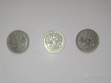 3 Antiche monete d'argento, Impero russo
