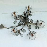 LAMPADARIO VINTAGE GOCCE DI VETRO A 5 BRACCIA