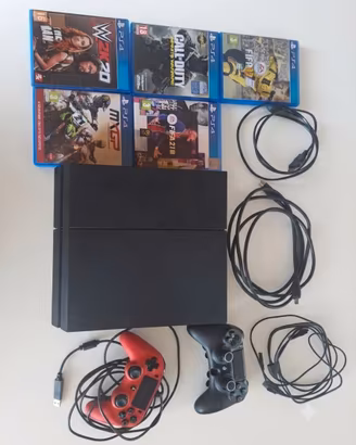   playstation 4 + cavi + 5 giochi + 2 controller 