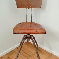 Sgabello vintage industriale ferro legno