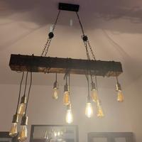 Lampadario industriale  in legno vintage