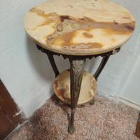comodino antico con marmo e Ottone bronzo