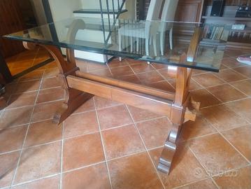 Tavolo rustico/cristallo 
