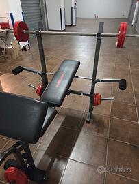 panca piana ,inclinata, pesi e bilancieri