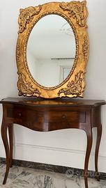 Consolle ingresso con specchio modanature dorato