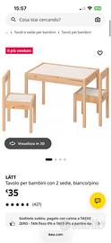 Set tacolo sedie per bambini