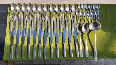 SERVIZIO COMPLETO POSATE DA 12, IN ALPACA ANNI '40