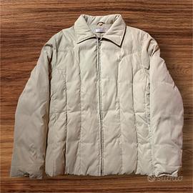 Piumino Donna in vera pelle d’oca beige chiaro