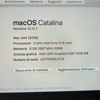 Mac mini 2018 - Intel i5 da 6 core - 3 ghz
