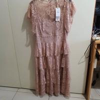 Vestito Donna Elegante Rosa Antico