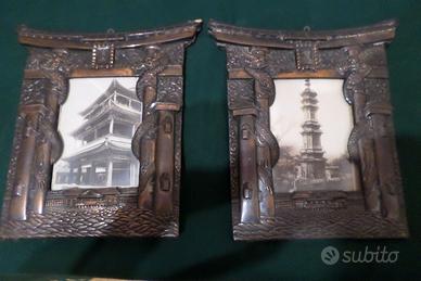 Coppia cornici cinesi in bronzo