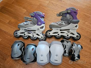 Pattini Oxelo bambina (taglia 29-32) + protezioni