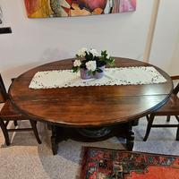 tavolo ovale in legno massello con braciere