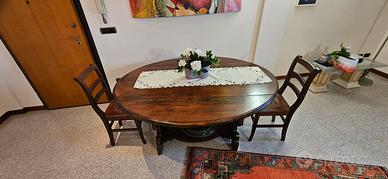 tavolo ovale in legno massello con braciere