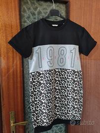 Vestito Bambina Guess Nero Grigio Animalier 1981 T