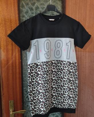 Vestito Bambina Guess Nero Grigio Animalier 1981 T