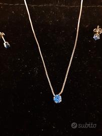 Collana e orecchini argento pietra azzurra