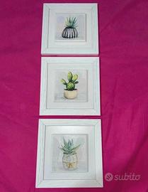 Set 3 Quadri con mattonelle in ceramica bianche