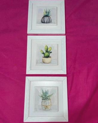 Set 3 Quadri con mattonelle in ceramica bianche