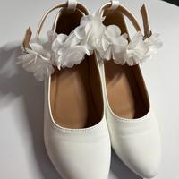 Ballerine di pelle bianca con tacco bambina n 33