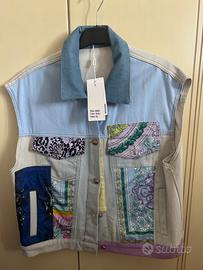 Gilet stile Vintage in Denim nuova Mochy