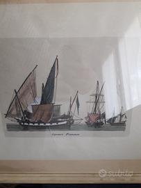 incisione acquerellata 