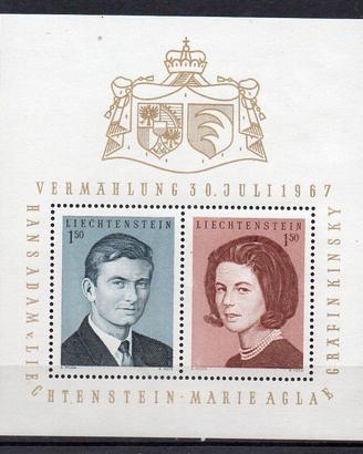 LIECHTENSTEIN 1967 Matrimonio Principe MNH