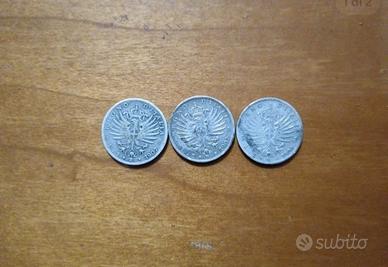 Regno d'Italia Lotto 3 Monete in Argento Da 1 Lire