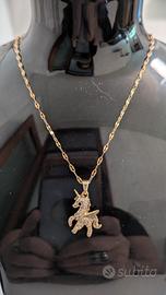Elegante collana in acciaio placcato oro e Zirconi