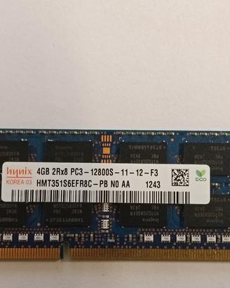 Hynix RAM 4GB DDR3 SDRAM SO-DIMM PC3-12800S