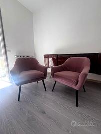 Coppia poltroncine rosa design moderno