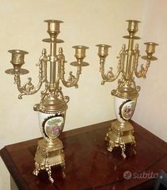 COPPIA CANDELABRI VINTAGE PORCELLANA FRAGONARD