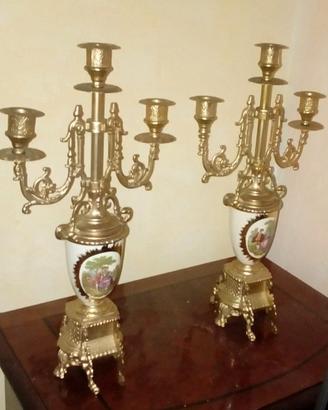 COPPIA CANDELABRI VINTAGE PORCELLANA FRAGONARD