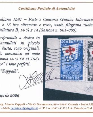 1951 Feste e Concorsi Ginnici - Certificati