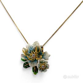 Collana ciondolo fiori smaltati in argento 925