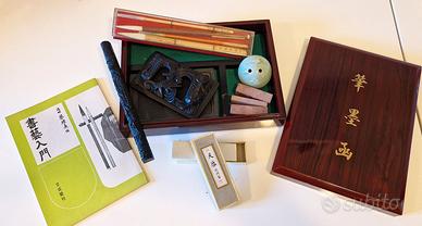 Set calligrafia coreano vintage in cofanetto legno