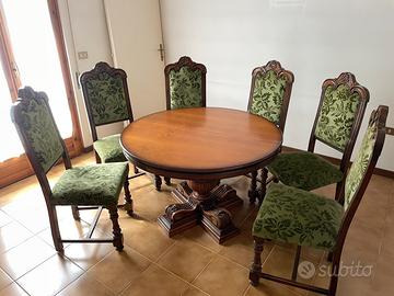 Tavola tavolo rotondo con 6 sedie stile classico