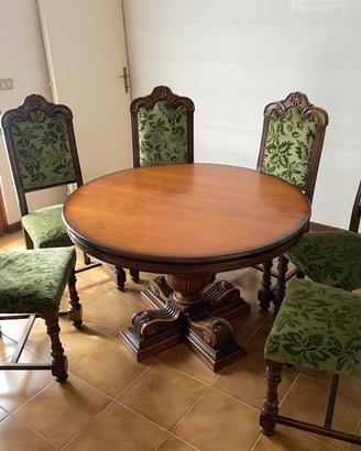 Tavola tavolo rotondo con 6 sedie stile classico