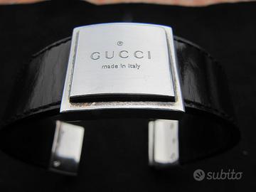 Gucci. Bracciale argento 925 e pelle ORIGINALE