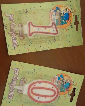 Candele per compleanno e anniversario 1 e 0