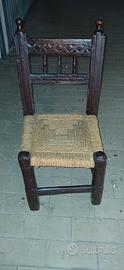sedia rustica spagnola d epoca con sedili in giunc