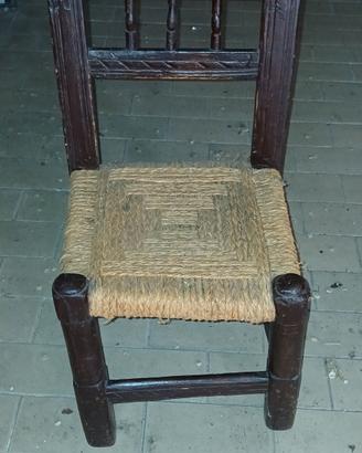 sedia rustica spagnola d epoca con sedili in giunc