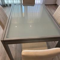 Tavolo allungabile vetro e acciaio e sedie