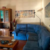 Divano angolare velluto blu