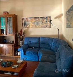 Divano angolare velluto blu