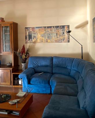 Divano angolare velluto blu