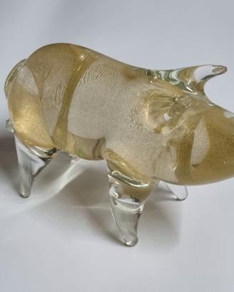 Scultura in vetro di Murano e polvere oro zecchino