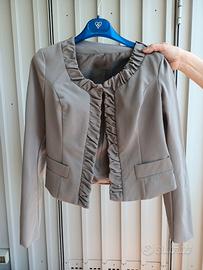 Blazer tortora intrecciato corto