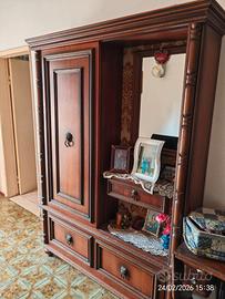 Appendiabiti in legno da ingresso con specchio 