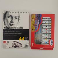Set tempere ad olio con blocco per schizzi A4